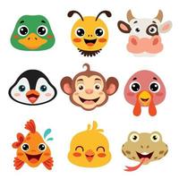 Set Of Cartoon Animal Heads vector