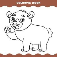 página para colorear con oso de dibujos animados vector