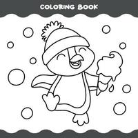 página para colorear con pingüino de dibujos animados vector