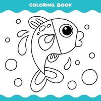 página para colorear con peces de dibujos animados vector