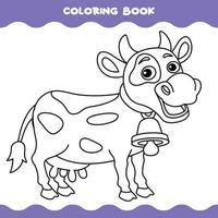 Coloring Page With Cartoon Cow vector