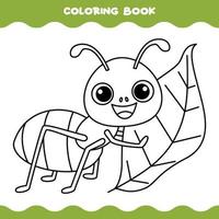 Coloring Page With Cartoon Ant vector