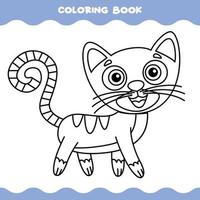 página para colorear con gato de dibujos animados vector