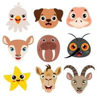 Set Of Cartoon Animal Heads vector