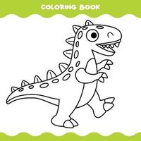 Coloring Page With Cartoon Dinosaur vector