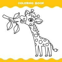 Coloring Page With Cartoon Giraffe vector