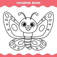 página para colorear con mariposa de dibujos animados vector