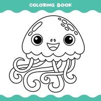 página para colorear con pulpo de dibujos animados vector