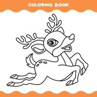 Coloring Page With Cartoon Deer vector
