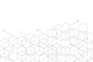 Hexagon abstract background. Hexagonal outlined geometric pattern. Futuristic vector background.