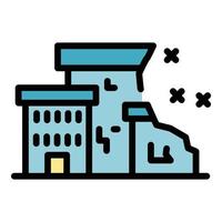 City destruction icon color outline vector