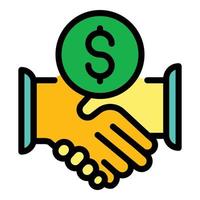 Broker money handshake icon color outline vector