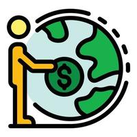 Global broker money coin icon color outline vector