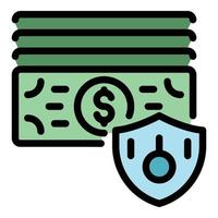 Protected money icon color outline vector