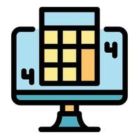 Calculator computer icon color outline vector