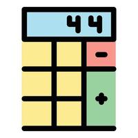 Numbers on calculator icon color outline vector