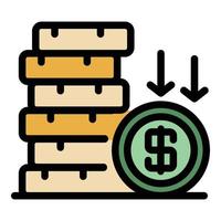 Crisis coin stack icon color outline vector