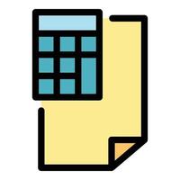 Paper sheet calculator icon color outline vector