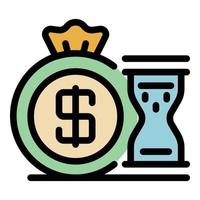 Money coin bag hourglass icon color outline vector