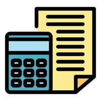 Finance calculator paper icon color outline vector