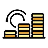 Coin stack boost icon color outline vector