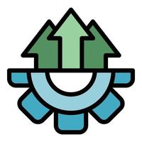 Gear upload system icon color outline vector