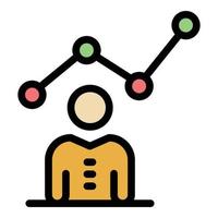 Broker graph work icon color outline vector