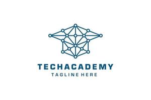 logotipo de la academia de tecnología azul vector