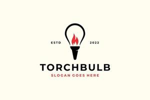 black red torch bulb logo vector