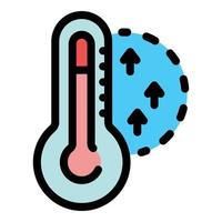 Rise in temperature icon color outline vector