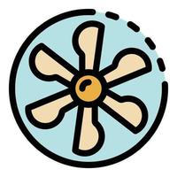 Fan blades in a circle icon color outline vector