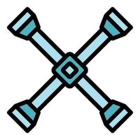 Cross car key icon color outline vector