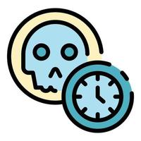 Skull and time icon color outline vector