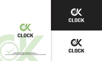 clock logo design typograpy C ank K mark logo vector