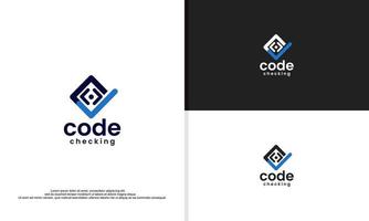 code checking, simple logo for technology company vector