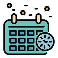 Calendar and clock icon color outline vector