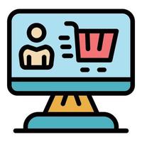 Online shop customer icon color outline vector