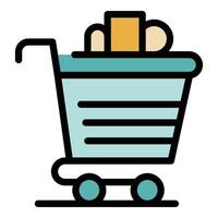 Shopping cart icon color outline vector