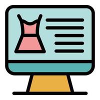 Online shop icon color outline vector