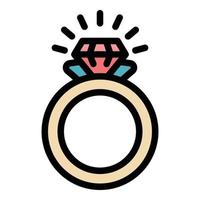 Crystal ring icon color outline vector
