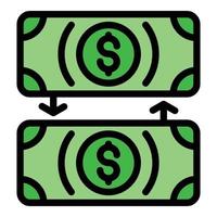 Cash payment icon color outline vector