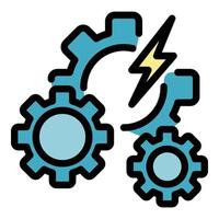 Hybrid car gear system icon color outline vector