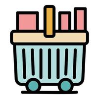 Full shopping cart icon color outline vector