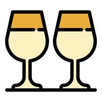 Bar glasses icon color outline vector