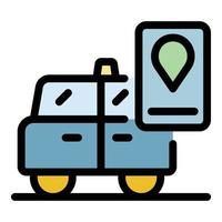 Check smart taxi location icon color outline vector