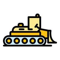 Digger bulldozer icon color outline vector