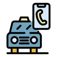 Call smart taxi icon color outline vector