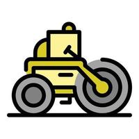 Making road roller icon color outline vector