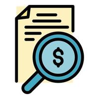 Tax paper report icon color outline vector