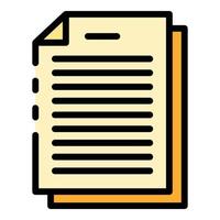 Office papers icon color outline vector